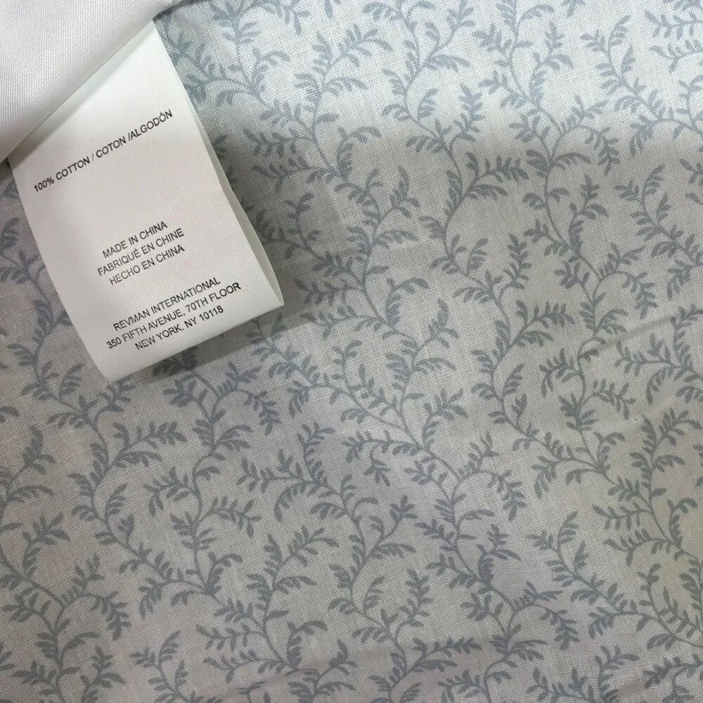 Laura Ashley Euro Pillow Sham (1) Chloe Blue White Floral Ruffled Cottage Core
